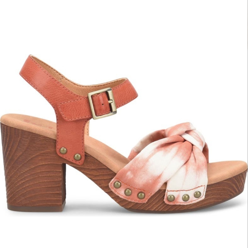 KORKS by KORK-EASE Natalia Knot Platform Block Heel Sandals Red Tie Dye Women's - Picture 6 of 16